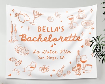 Custom Location Bachelorette Tapestry, Bachelorette Party Decor, Italian Wedding Theme Banner, Bachelorette Party Welcome Sign, Bach Banner