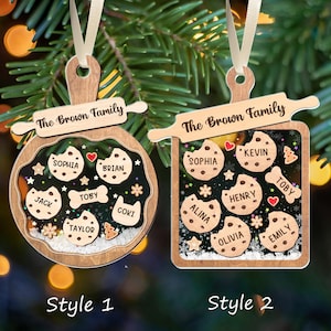 Custom Family Cookie and Pets Ornament, Family Christmas Ornament 2024, Cookie 4D Shaker Ornament, Kitchen Baking Ornament, Shaker Ornament
