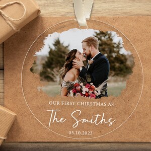 Personalized Our First Christmas Married Ornament 2023, Custom Photo Ornament, Newlywed Gifts, Christmas Gifts For Couples, Xmas Keepsake