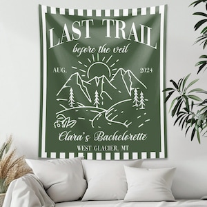 Personalized Camp Bachelorette Banner, Camping Bachelorette Gift Decor, Camp Bachelorette Party Flag, Bachelorette Party Sign Wall Tapestry