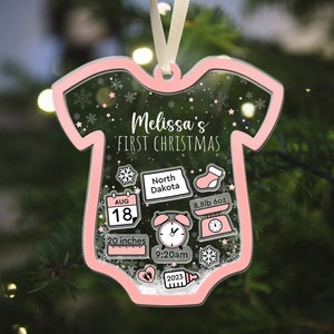 Baby's First Christmas Ornaments 2023, Personalized Baby 1st Christmas Gifts, Custom New Baby Gift, 4D Shake Baby Ornament, Baby Shower Gift