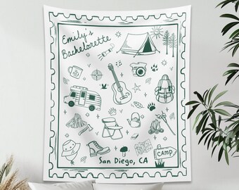 Custom Camp Bachelorette Banner, Camping Bachelorette Gift Decor, Camp Bachelorette Party Flag, Camp Bachelorette Party Sign Wall Tapestry