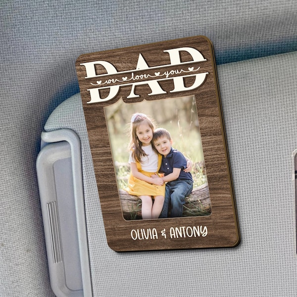 Custom Car Visor Clip, Personalized Gift For Dad, Fathers Day Gift, Dad Gift From Daughter Son, Custom Photo Sun Visor Clip, Dad Magnet