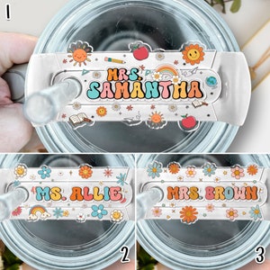 Personalized Teacher Stanley Name Tag, 30oz 40oz Tumbler Topper for Teacher, Gift For Teacher, Custom Teacher Name Plate for Tumbler Lid