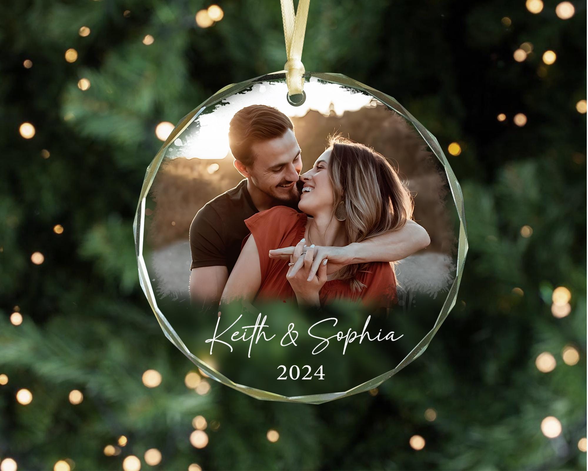 Personalized Couple Photo Ornament, Couples Gifts, Custom Photo Glass Ornament, Couple Keepsake, Custom Picture Ornament, Christmas Gifts