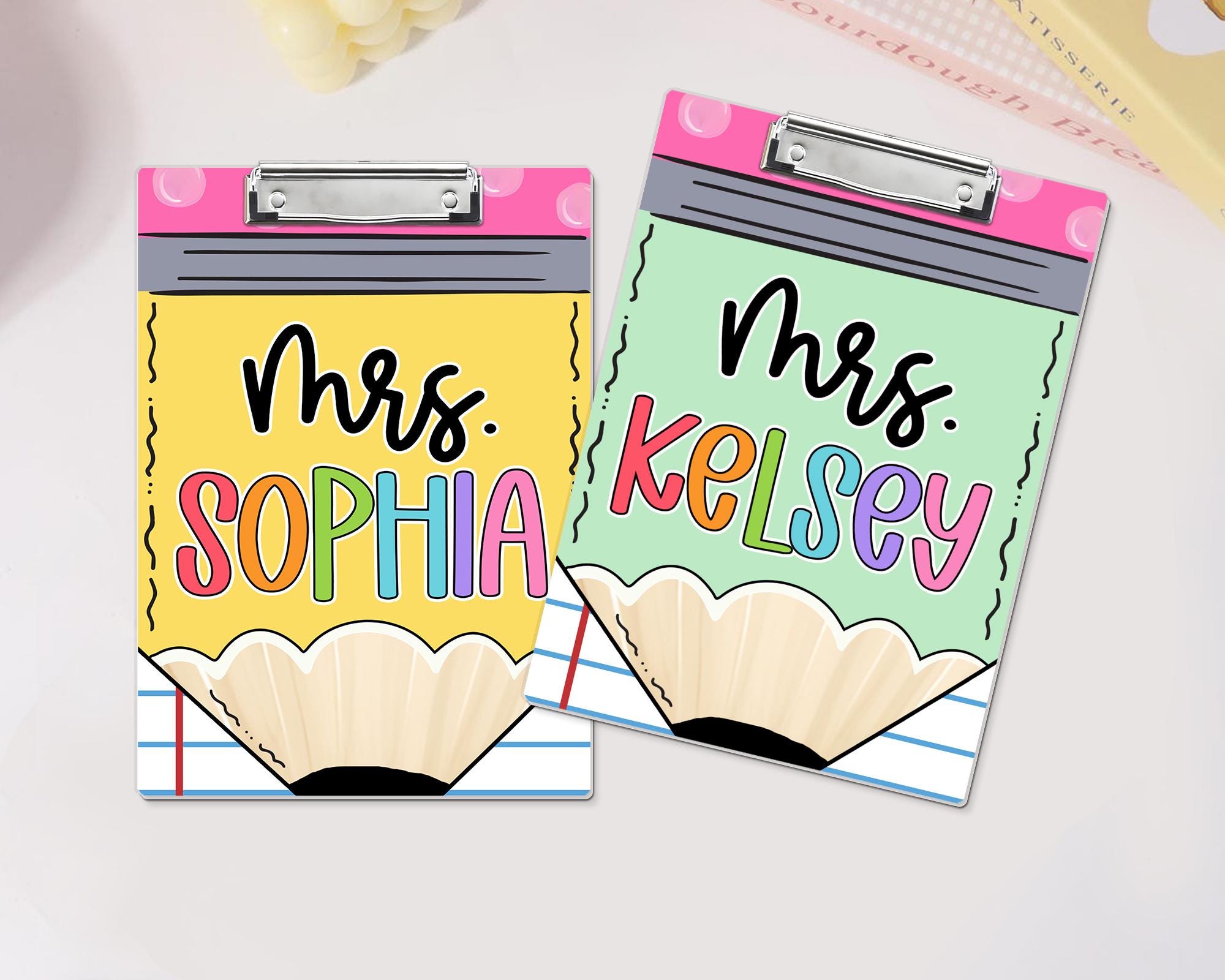 Custom Pencil Teacher Acrylic Clipboard, Personalized Teacher Name Clipboard, Teacher Appreciation Gift, Back to School Gift for New Teacher