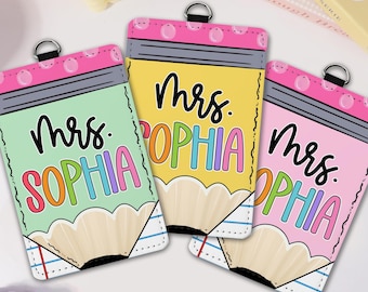Custom Teacher Name ID Holder, Personalized Teacher ID Badge Holder, Teacher Appreciation Gift, Back To School Gift, Gift for New Teacher