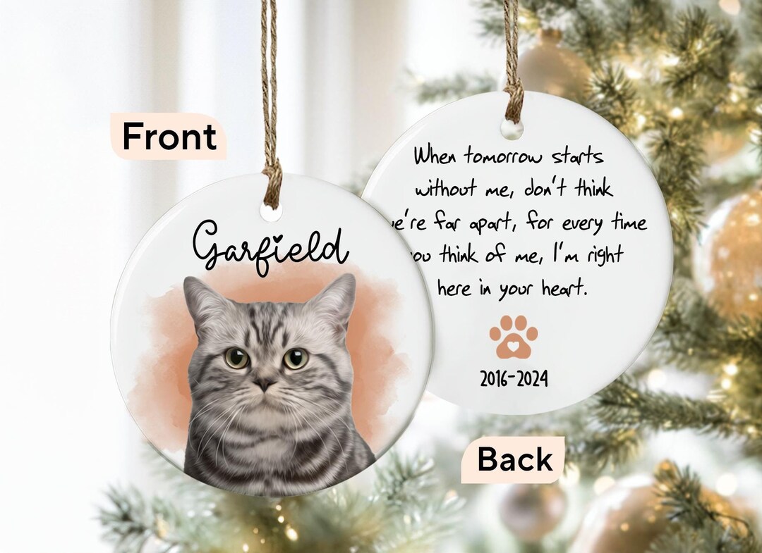 Custom Pet Portrait Memorial Ornament, Personalized Pet Photo Ornament ...