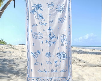 Personalized Bachelorette Beach Towel, Custom Bachelorette Party Decor, Beach Wedding Gifts, Bachelorette Party Favors, Bridesmaid Gifts