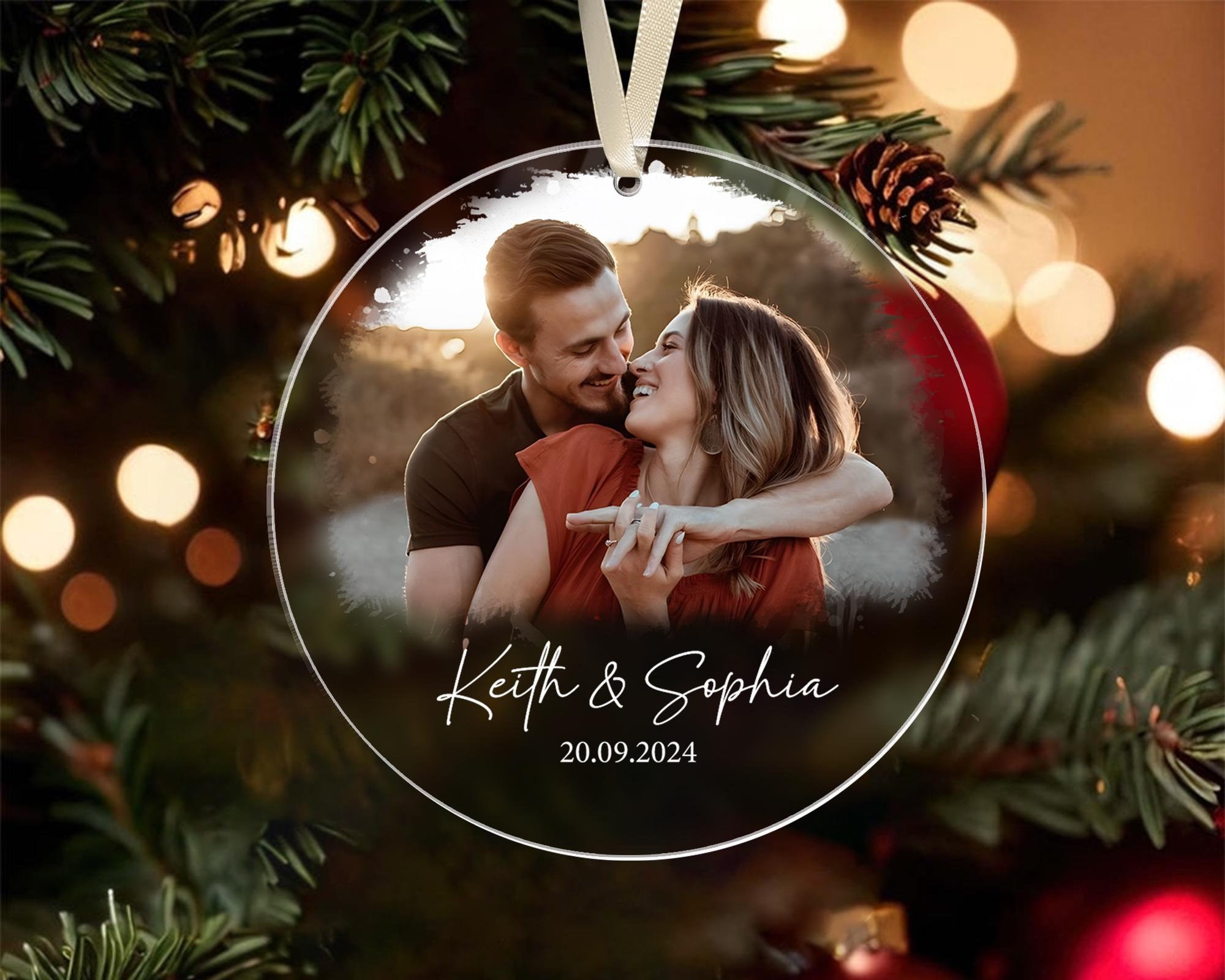 Personalized Couple Photo Ornament, Couples Gifts, Custom Photo Glass Ornament, Couple Keepsake, Custom Picture Ornament, Christmas Gifts