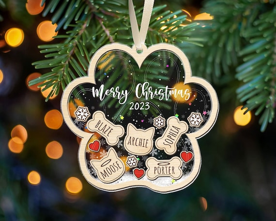 Pet Ornament Personalized, Custom Dog Ornament, Cat Christmas Ornament, Fur Family Ornament, Family Christmas Gifts, 4D Shake Ornament