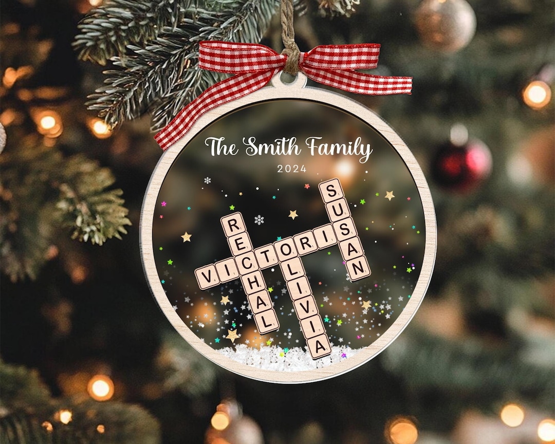 Personalized Family Christmas Ornaments, Custom Family Name Crossword
