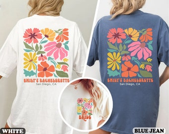 Custom Comfort Colors Bachelorette Shirts, Flowers Garden Party Bachelorette Shirts, Bridesmaid Shirt Gift, Custom Location Shirt, Bride Tee
