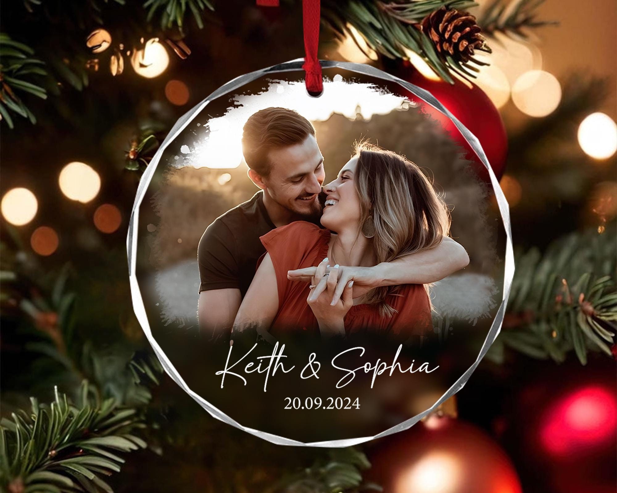 Personalized Couple Photo Ornament, Couples Gifts, Custom Photo Glass Ornament, Couple Keepsake, Custom Picture Ornament, Christmas Gifts