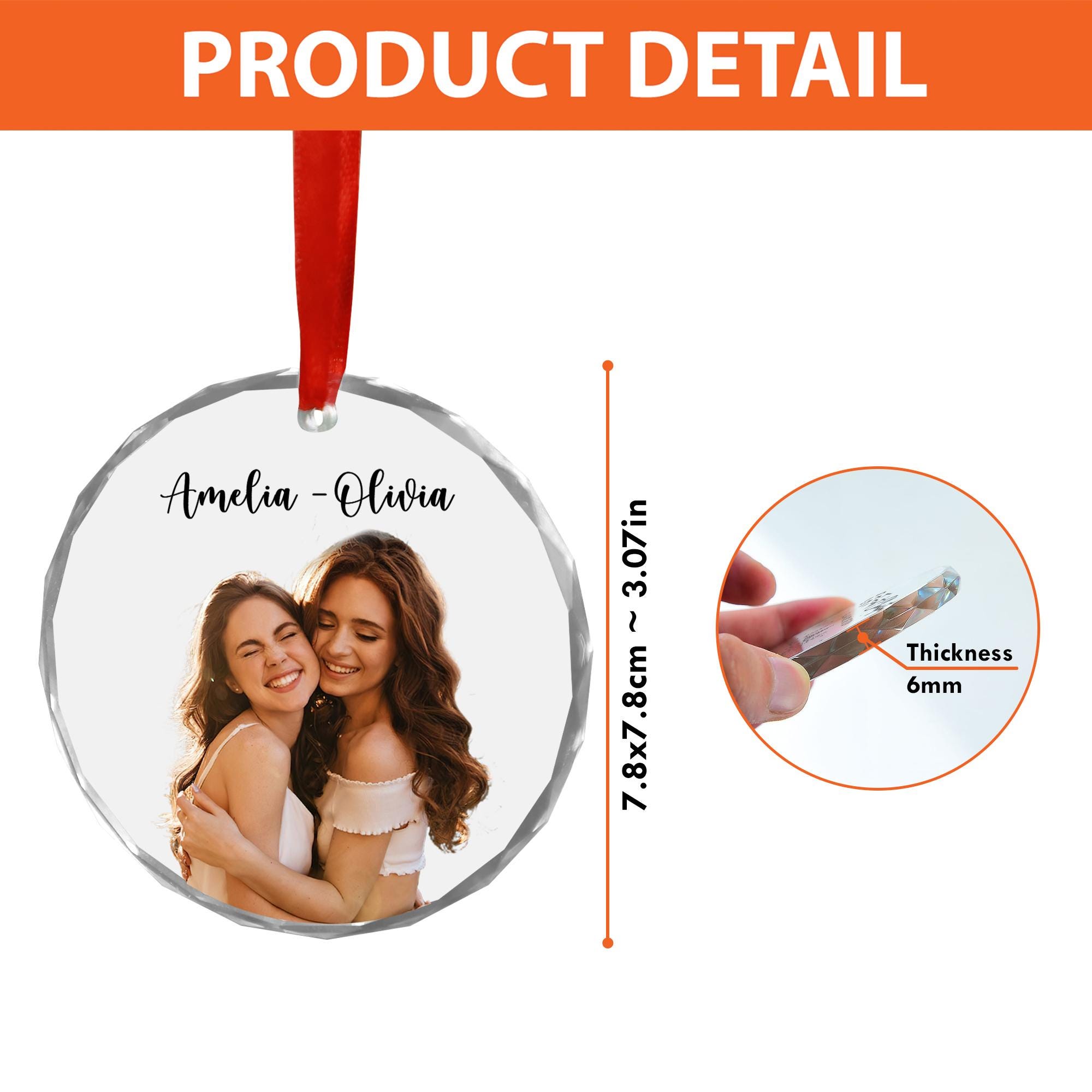 Personalized Couple Photo Ornament, Couples Gifts, Custom Photo Glass Ornament, Couple Keepsake, Custom Picture Ornament, Christmas Gifts