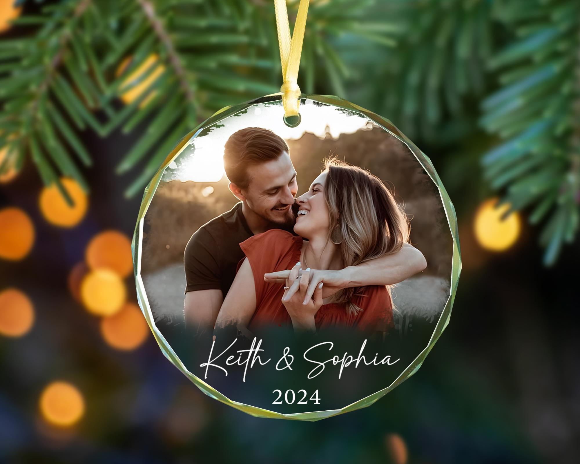 Personalized Couple Photo Ornament, Couples Gifts, Custom Photo Glass Ornament, Couple Keepsake, Custom Picture Ornament, Christmas Gifts