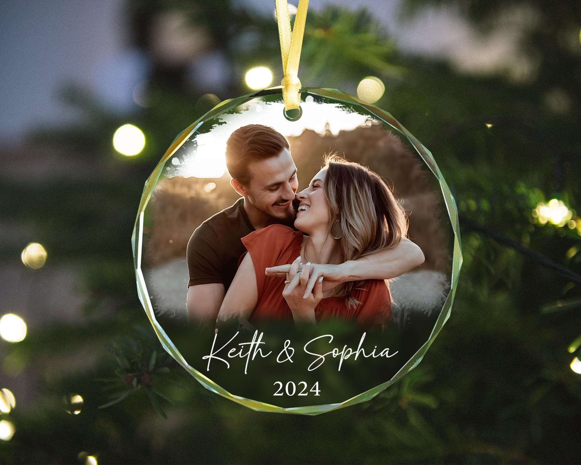 Personalized Couple Photo Ornament, Couples Gifts, Custom Photo Glass Ornament, Couple Keepsake, Custom Picture Ornament, Christmas Gifts