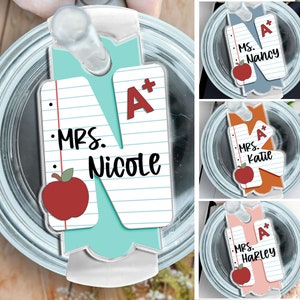 Customized Teacher Stanley Name Tag, 30oz 40oz Tumbler Topper for Teacher, Custom Teacher Name Plate for Tumbler Lid, Gifts For Teacher Name