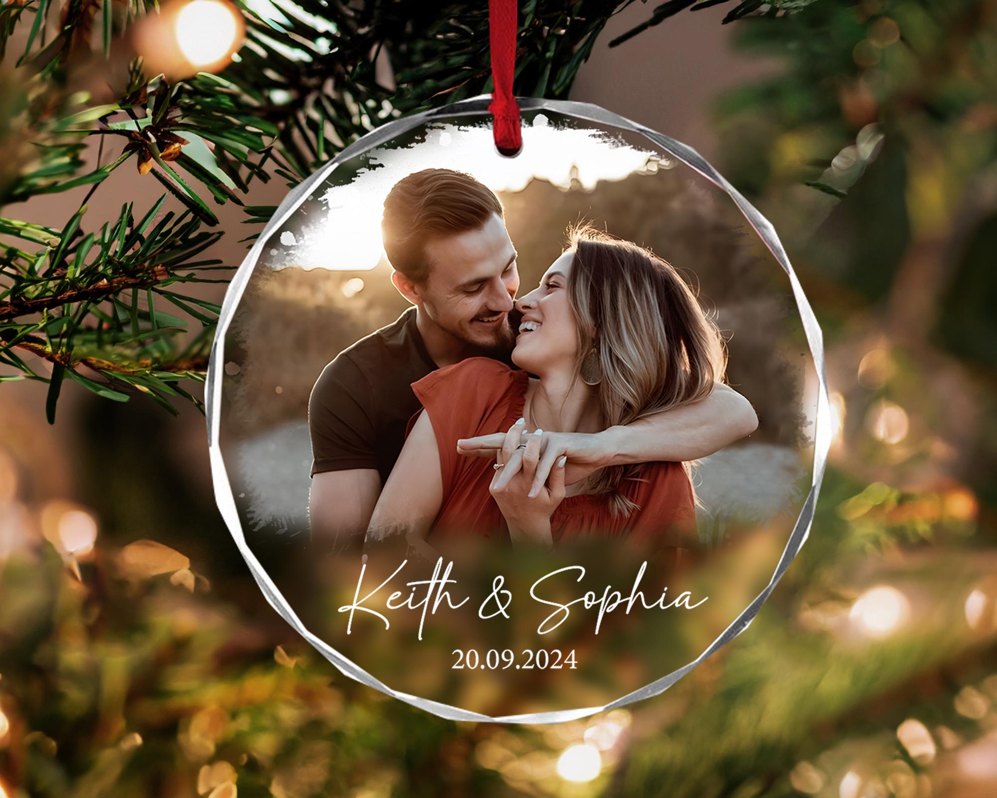 Personalized Couple Photo Ornament, Couples Gifts, Custom Photo Glass Ornament, Couple Keepsake, Custom Picture Ornament, Christmas Gifts
