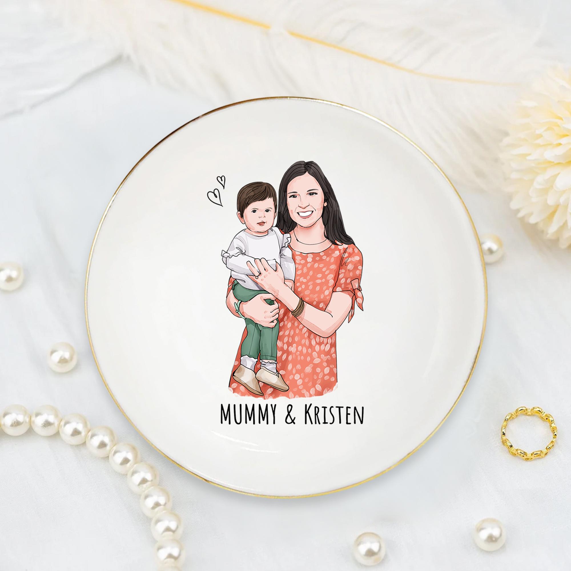 Custom Photo "Hi Mom Grandma Told Me You're Awesome" Jewelry Tray - Personalized Ceramic Ring Holder & Trinket Dish