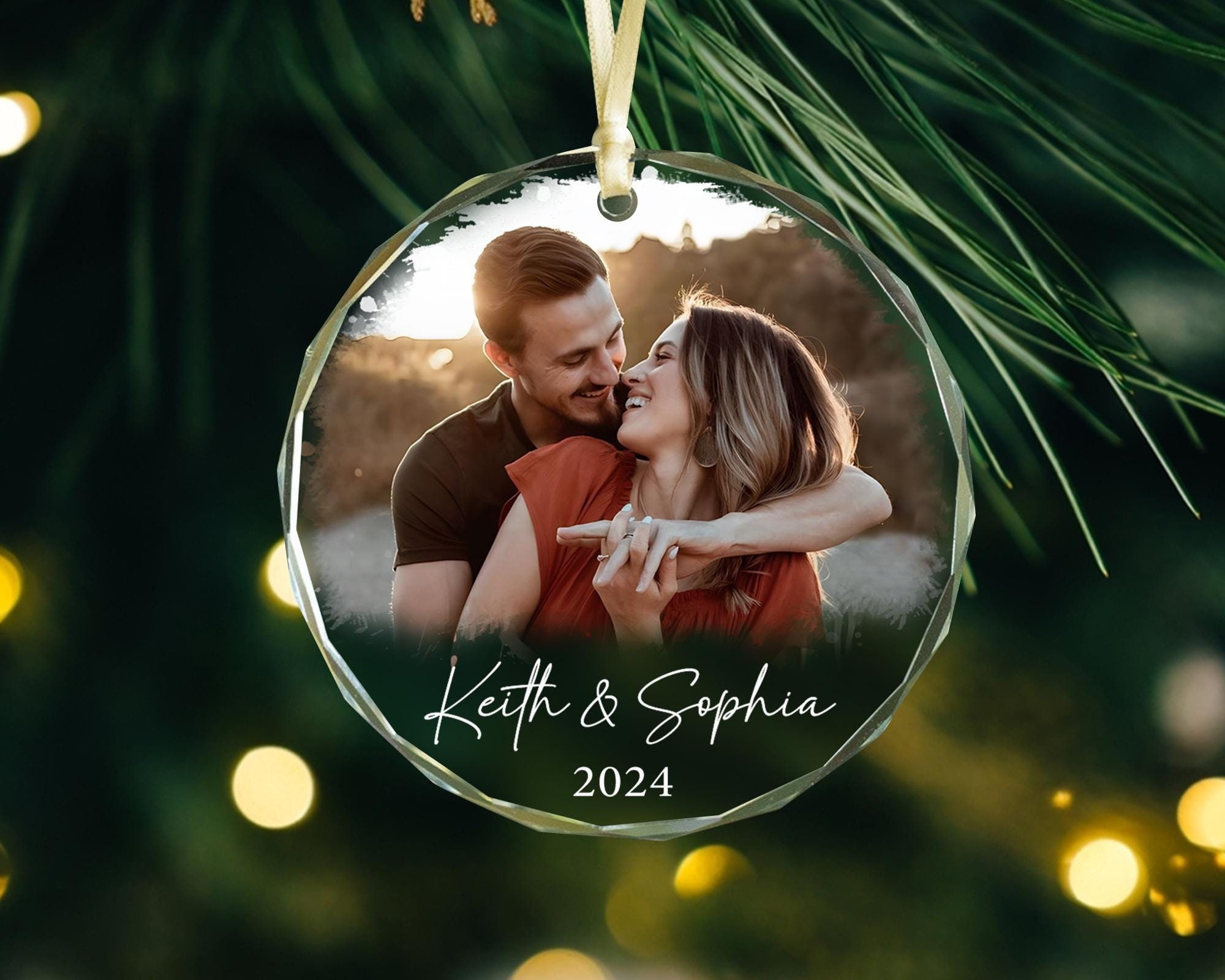 Personalized Couple Photo Ornament, Couples Gifts, Custom Photo Glass Ornament, Couple Keepsake, Custom Picture Ornament, Christmas Gifts