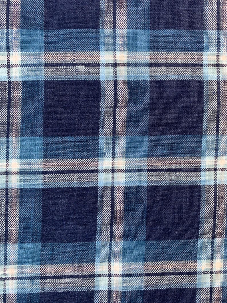 Linen handkerchief LARGE Rip Snorter men and women. Grey, Natural Brown, Blue check and White Navy Blue Beige check. 42cm square image 8