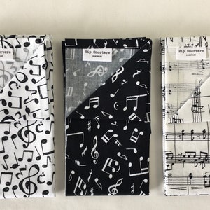 Music Handkerchief mens womens sheet music black and white. Large size. Scattered music notes.