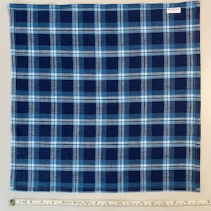 Linen handkerchief LARGE Rip Snorter men and women. Grey, Natural Brown, Blue check and White Navy Blue Beige check. 42cm square image 7