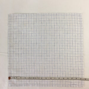 May include: White kitchen towel with a blue and white checkered pattern. The towel is 17 inches wide.