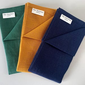 Linen handkerchief LARGE Rip Snorter men and women 100% linen. Forest green, Dark Mustard and navy blue. Large size 44cm square