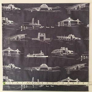 Broar och båtar näsduk STOR för män och kvinnor bomullsgrå eller ljus senapsgul arkitekt ingenjör byggare hjulångare