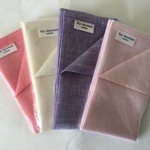 Linen handkerchief LARGE Rip Snorter men and women plain ivory, watermelon pink, lilac fizz and pink marshmallow fizz large size 42cm square