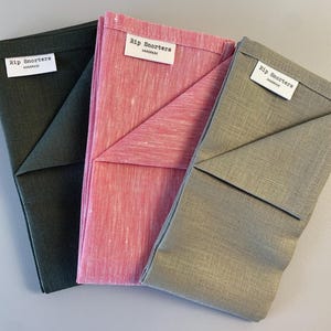 Linen handkerchief LARGE Rip Snorter men and women Khaki green, Beige Stone, Salmon pink chambray. 42cm square