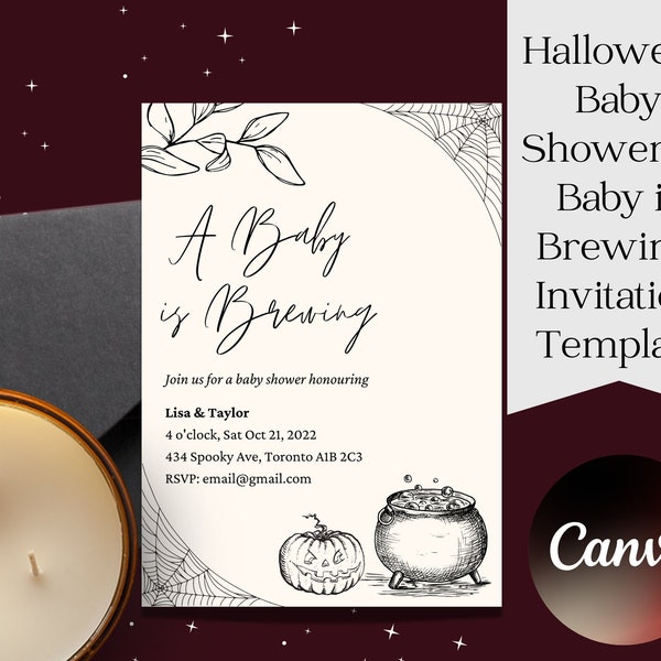 A Baby is Brewing Canva Invitation Template