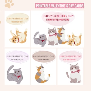 Süße Katzen Valentinstag Tags und Karten zum Ausdrucken | Farbige Weihnachtskarten in Verschiedenen Größen! | Digitaler Sofort Download