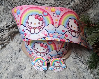 Cute cat girl 3 inch grosgrain ribbon.