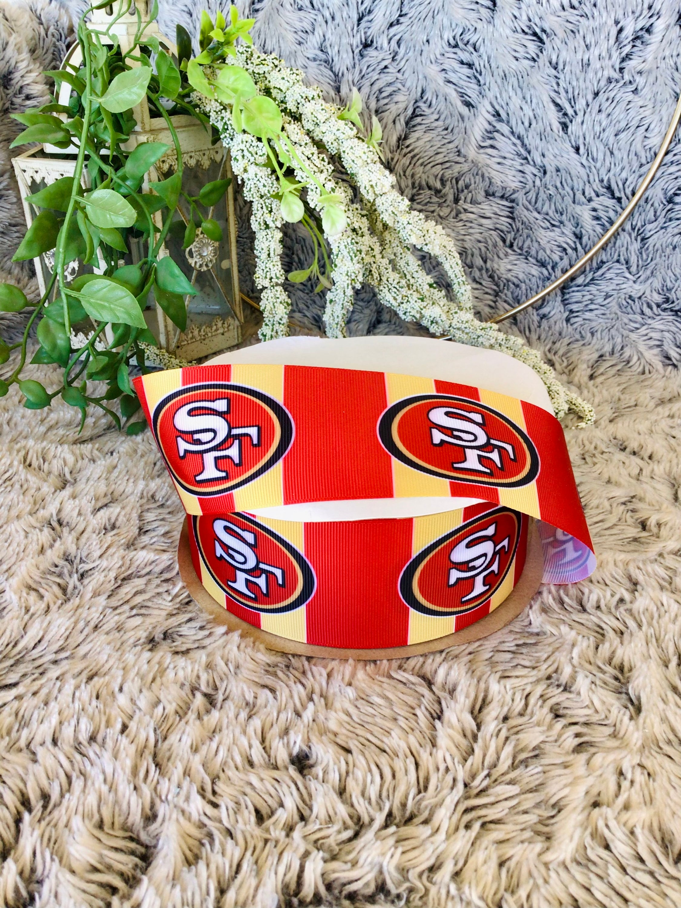 Football inspired 2inch grosgrain ribbon.