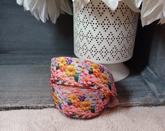 Cinta de grosgrain de 1,5" con estampado floral rosa