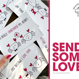 Cartes imprimables de la Saint-Valentin•Amoureux des crabes•Impressions encadrables•Impressions numériques•Cartes électroniques de vœux personnalisées•Cadeau de la Saint-Valentin•Cadre de décoration d'amour