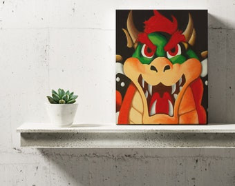 Bowser's Portrait Canvas Painting Wall Art Prints Decor Gifts Super Mario 64 2022