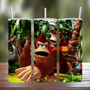 Donkey Kong and Diddy Kong DK 20oz 30oz Stainless Steel Tumbler w/ Straw & Lid 2022