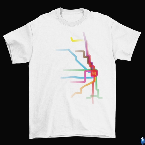 Chicago Transit Map T-Shirt Unisex Cotton Adult Train Lines Public Transit 2022