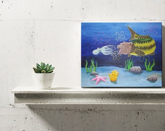 Squidward Seabear Attack Canvas Painting Wall Art Prints Decor Gifts 2022