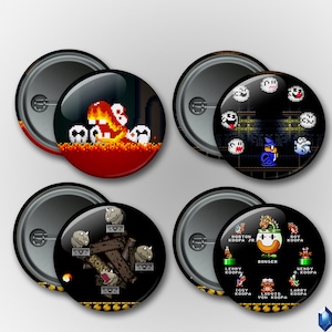 Super Mario World Blargg Ghost Castle Koopalings & Bowser Reznor Buttons Badge Magnet 1.25in Video Game NES 2022