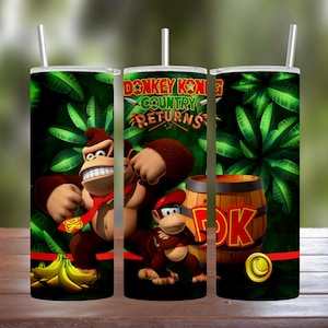 Donkey Kong Country Returns 20oz 30oz Stainless Steel Tumbler w/ Straw & Lid 2022