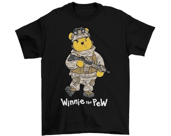 Winnie the Pew Army Pooh Bear T-Shirt Unisex Funny Cartoon TV Adult Sizes 2022