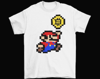 Bitcoin Super Mario Crypto T-Shirt Unisex Cotton Adult Sizes Nintendo Coins 2022