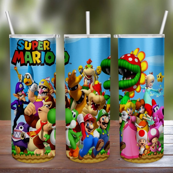 Mario Friends Enemies 20oz 30oz Stainless Steel Tumbler w/ Straw Lid 2022