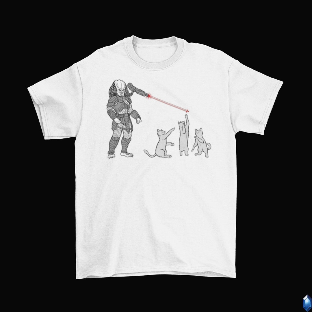 Predator Laser Cats Tshirt Unisex Funny Adult Cotton Alien Movie 2022