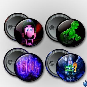 Luigi&#39;s Mansion 3 Luigi Gooigi Portraits Cover Art Pin Buttons Badge Magnet 1.25in Video Game Switch 2022
